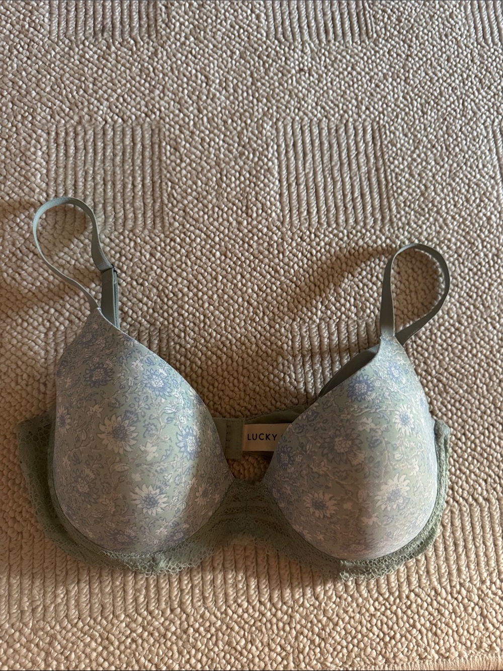 Lucky Brand Light Mint Green Floral Lace Bra